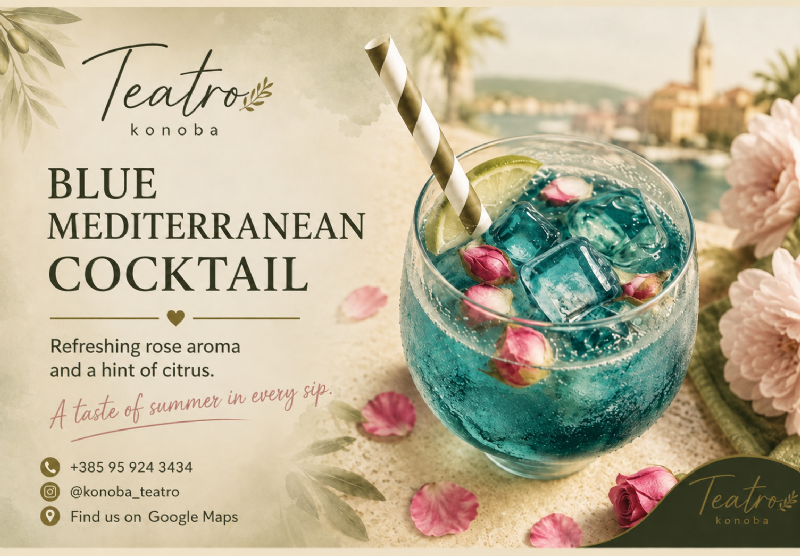 Blue Mediterranean Cocktail – Taste the Adriatic Summer in Every Refreshing Sip at Konoba Teatro Zadar